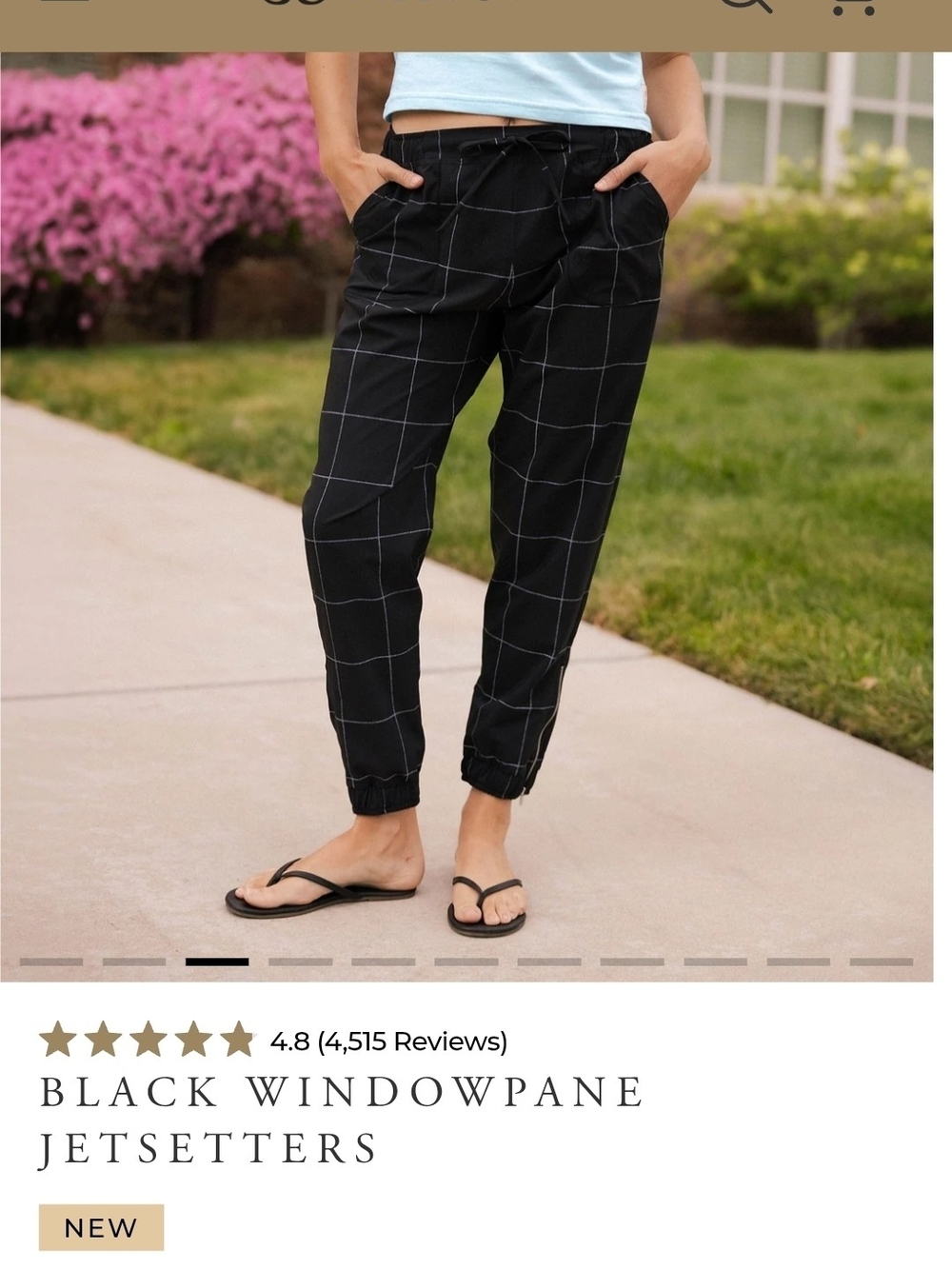 Albion Fit Black Windowpane Jetsetters Jogger Pants - Sz Large Like New
